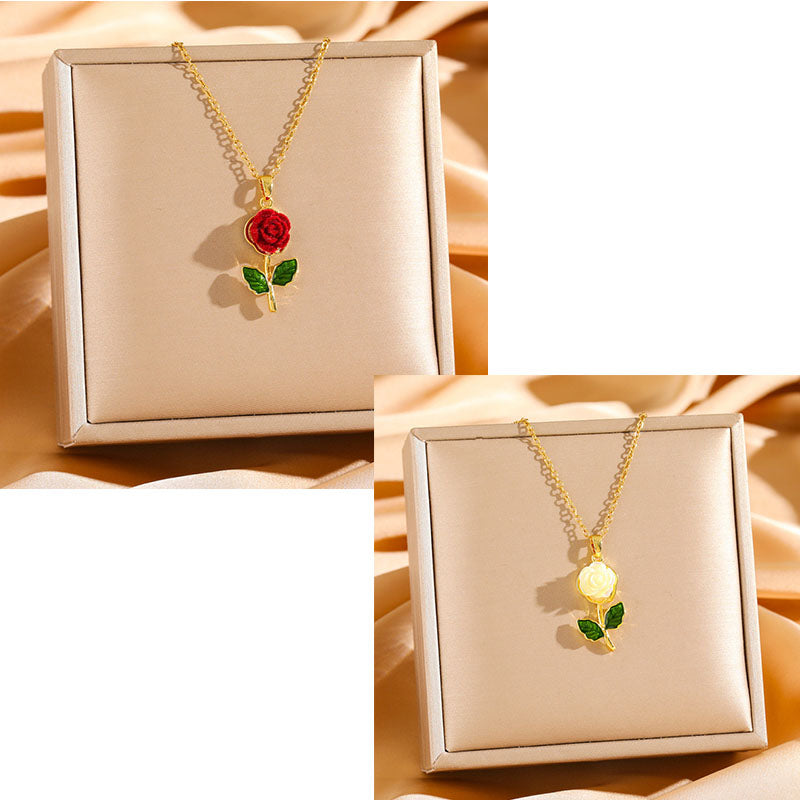 🔥【Oferta ograniczona czasowo: Kup jeden, a drugi dostaniesz gratis】🔥🌹💎 Naszyjnik z zawieszką róży dla kobiet