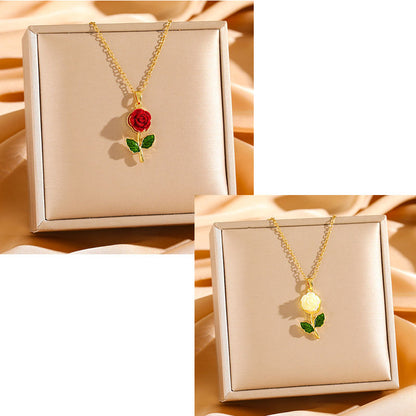 🔥【Oferta ograniczona czasowo: Kup jeden, a drugi dostaniesz gratis】🔥🌹💎 Naszyjnik z zawieszką róży dla kobiet