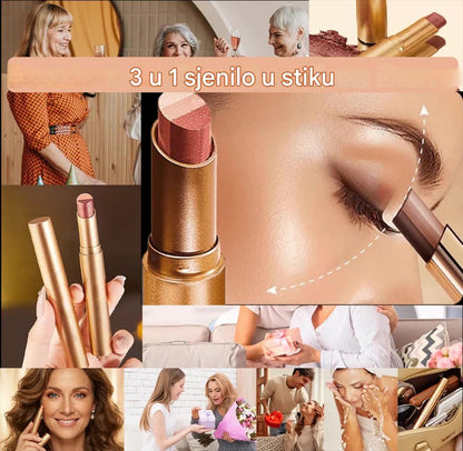 【1/2/3/4 KOM】✨ Sjenilo za oči 3 u 1 u stiku – Trenutačan sjaj, lifting efekt i dugotrajnost 💄
