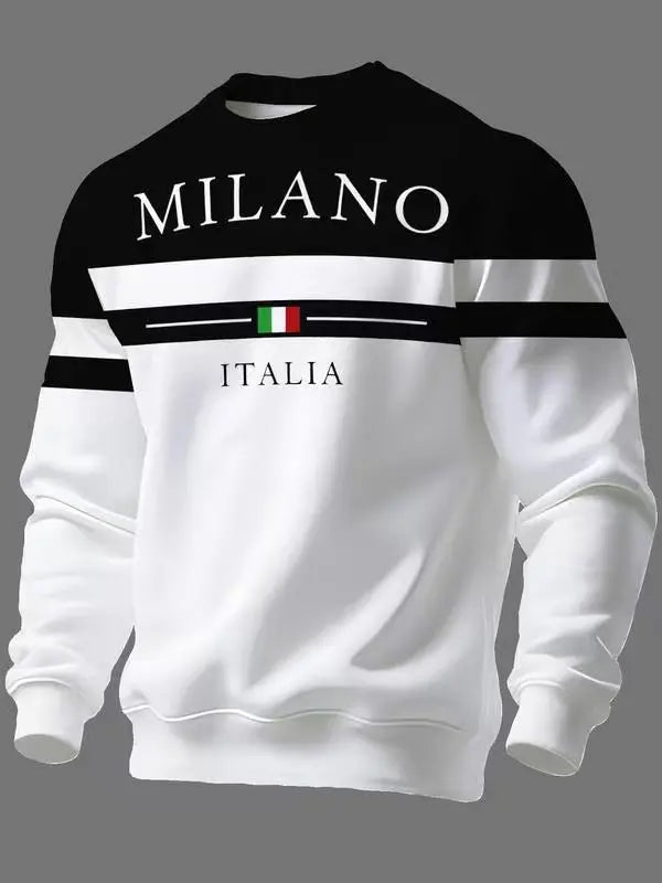 ✨🌟👕【S-6XL】Męskie bluzy z nadrukiem „Milano Italia”