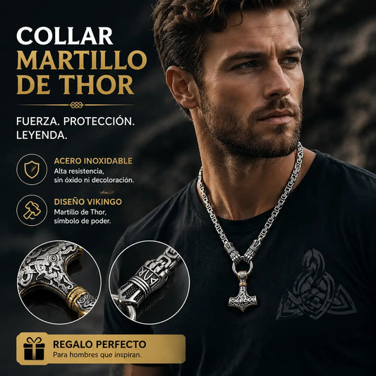 ⚡ 50% de descuento 🔥 Collar con martillo vikingo de Thor