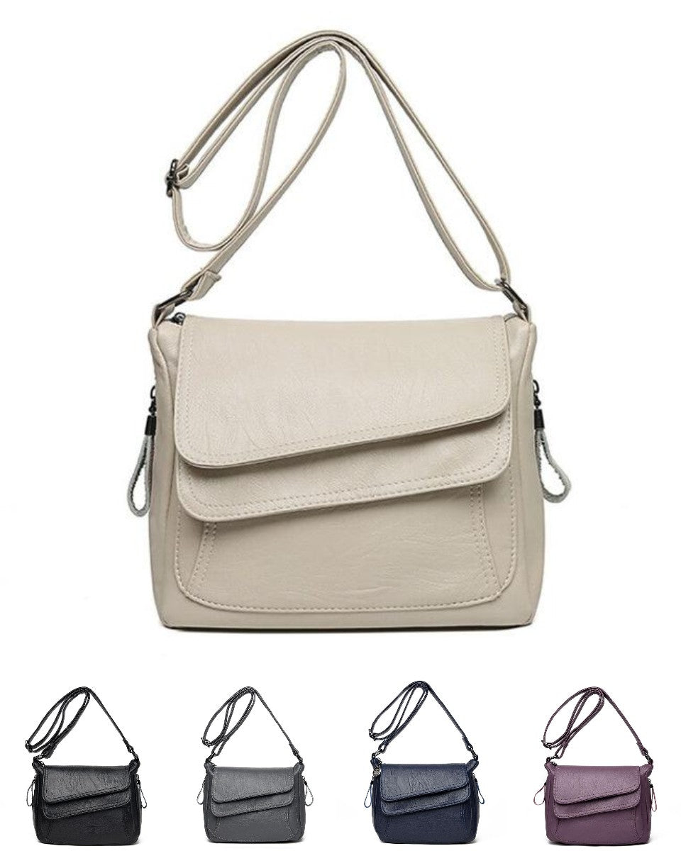 Дамска чанта за рамо от мека кожа с голям капацитет