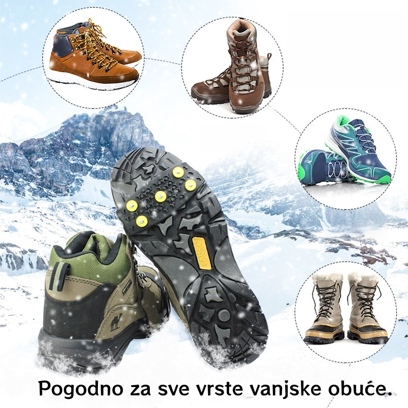 🚶🏔️Nevidljivi protuklizni rukavi za dereze s 5 zubaca, vanjske dereze, pogodne za planinarenje po snijegu, planinarenje, penjanje po stijenama i zimske ledene površine, obavezni dio za starije osobe.❄️【4 para】
