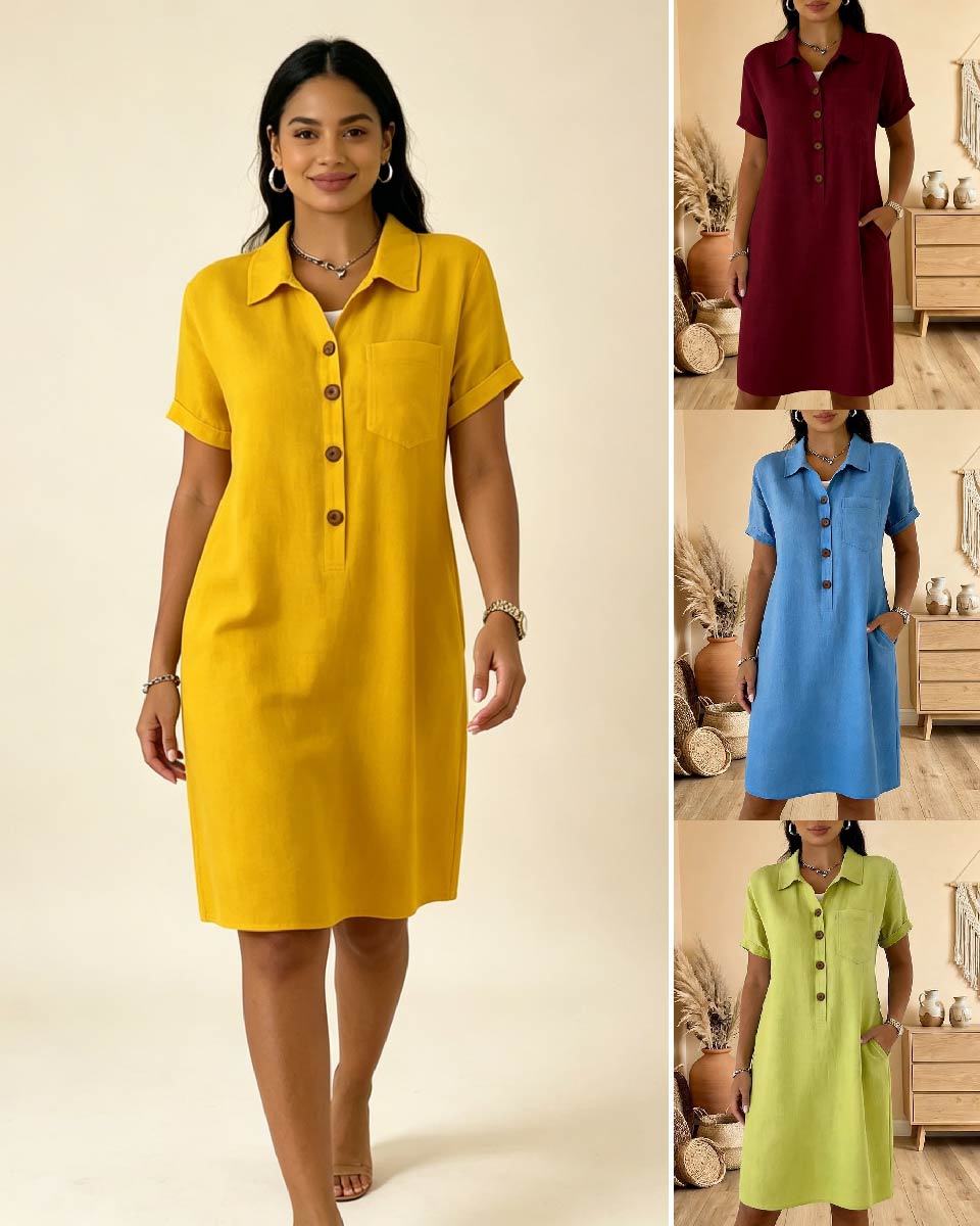 ⏳ Oferta ograniczona czasowo! ⏰【S-3XL】🍋Damska bawełniana sukienka z kieszeniami