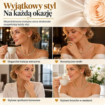 🎁 Wczesna oferta świąteczna: połowa ceny 🎅 4-częściowy, pozłacany klasyczny zestaw biżuterii w kształcie serca