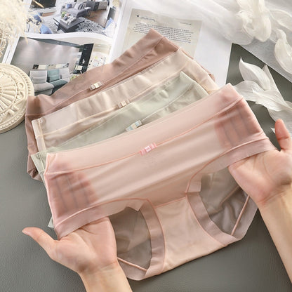 🔥【Paquete de 6】Ropa interior de seda helada de cintura alta y fina para mujer, 🎀seda helada acuosa, 🎀grosor tan fino como una mascarilla facial