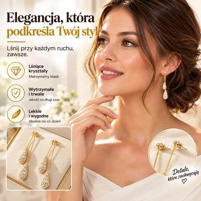 📢📢50% taniej!! ⏰Damskie kolczyki z chwostami i cyrkoniami w kształcie łezki (uniwersalny wzór)✨Eleganckie, pozłacane kolczyki wiszące