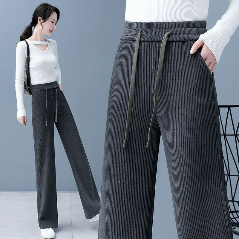 Nuevos pantalones casuales de terciopelo para otoño e invierno 2025, de pierna ancha, muy cómodos de llevar.