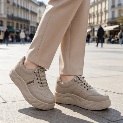 【36-41】Nowe damskie buty skórzane z miękką podeszwą – wygodne, antypoślizgowe, z grubą podeszwą, idealne do pracy i na co dzień dla mam