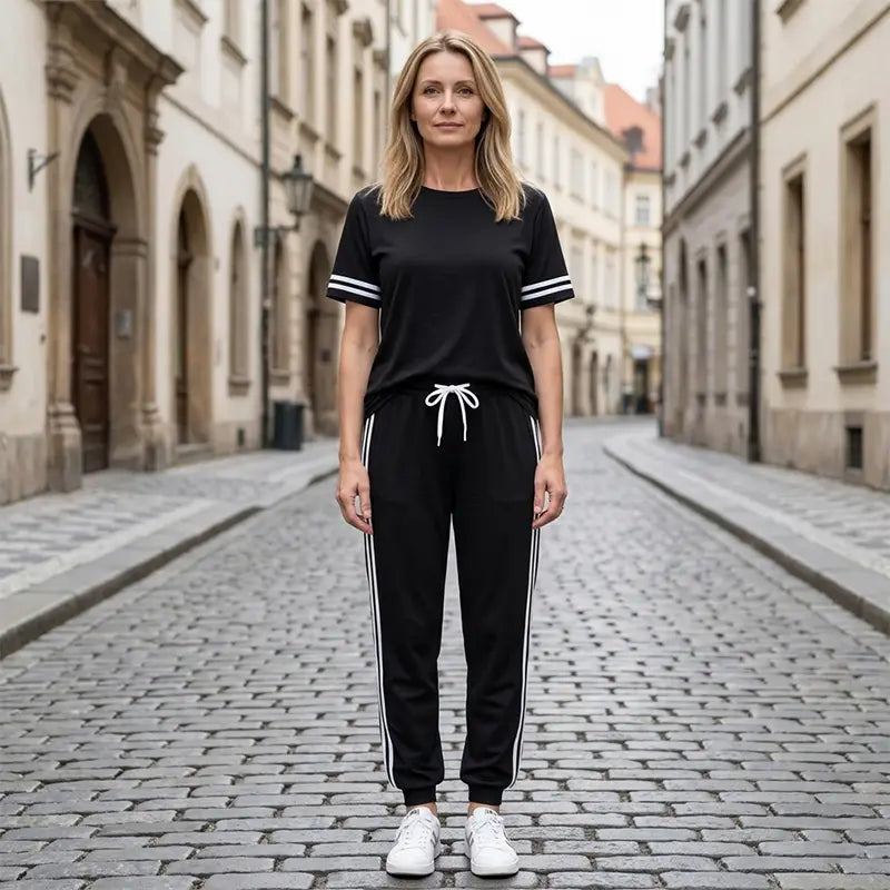 🔥[Rabat ograniczony czasowo] 【S-2XL】🔥Costum Sport de Damă din 2 Piese, Material Moale și Elastic, Set Casual pentru Casă și Timp Liber
