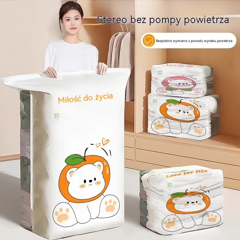 ✨🗃️ Zestaw 5 elementów 💨 Duże kompresowalne torby do przechowywania: Nie wymagają pompki, są szczelne, idealne do oszczędzania miejsca w walizce i w domu ✈️