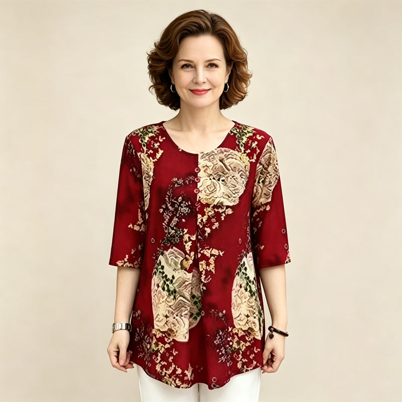 Elegancka bluzka z nadrukiem w kwiaty premium – luźny krój i absolutna wygoda! 🌸