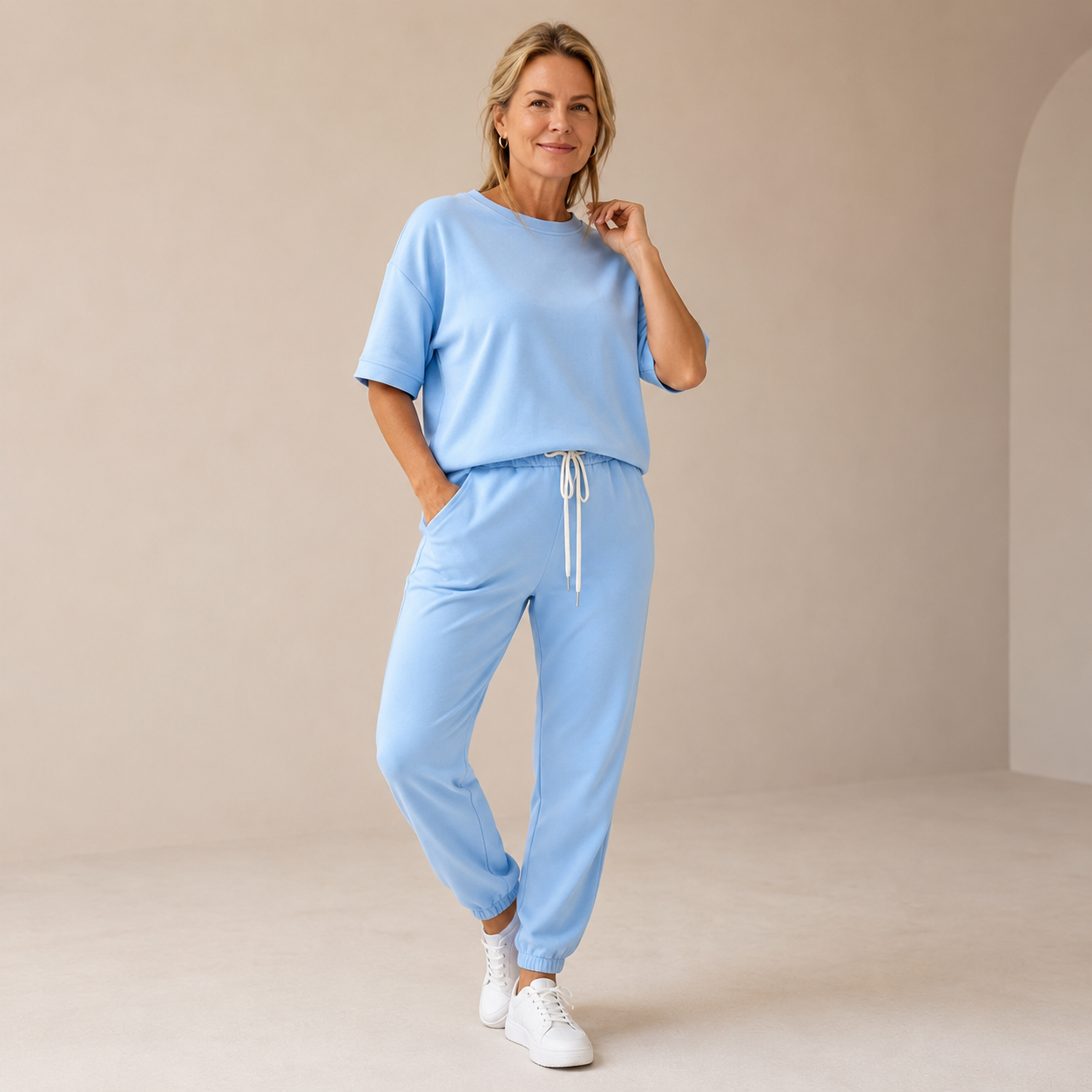 🔥【Zniżka ograniczona czasowo】【S-5XL】✨ Damski zestaw casualowy z jednolitym topem i spodniami