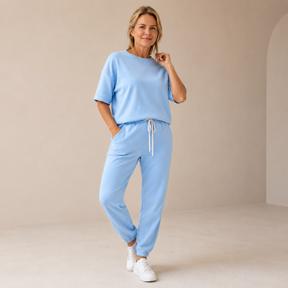 🔥【Zniżka ograniczona czasowo】【S-5XL】✨ Damski zestaw casualowy z jednolitym topem i spodniami