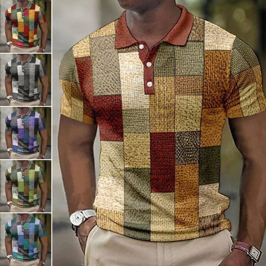 💥【Artículos para el hogar】👕【S-5XL】Camisa POLO informal con estampado geométrico para hombre 2025, súper fácil de usar