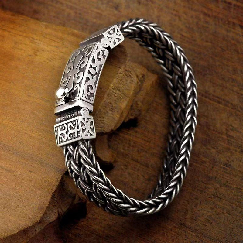 🔥💥2025 moda original retro tailandesa trenzada ancha y gruesa pulsera de tendencia retro dominante