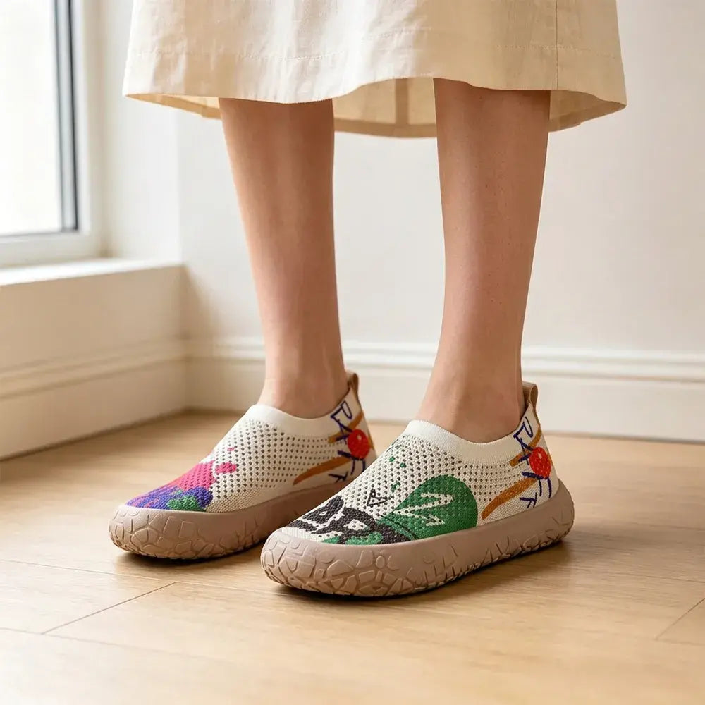 【36-43】Damskie buty wsuwane z płótna z nadrukiem – lekkie, na miękkiej podeszwie, na co dzień – oddychające, malowane mokasyny