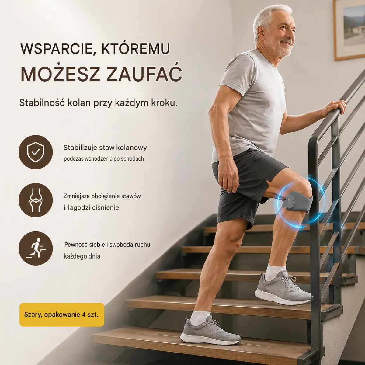 4 pary za jedyne 99 zł 🏃‍♀️ Sportowe stabilizatory kolan 👉 Kolana potrzebują czasu na regenerację, a ten sprzęt zapewnia niezbędne wsparcie.