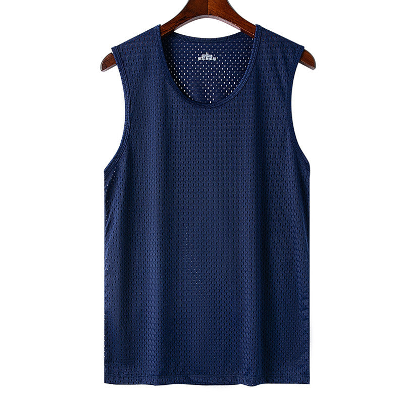 💥【Compra uno y llévate otro gratis】💥Chaleco de malla de seda de hielo para hombre, fino, ajustado, deportivo, sin mangas, para fitness, para hombre