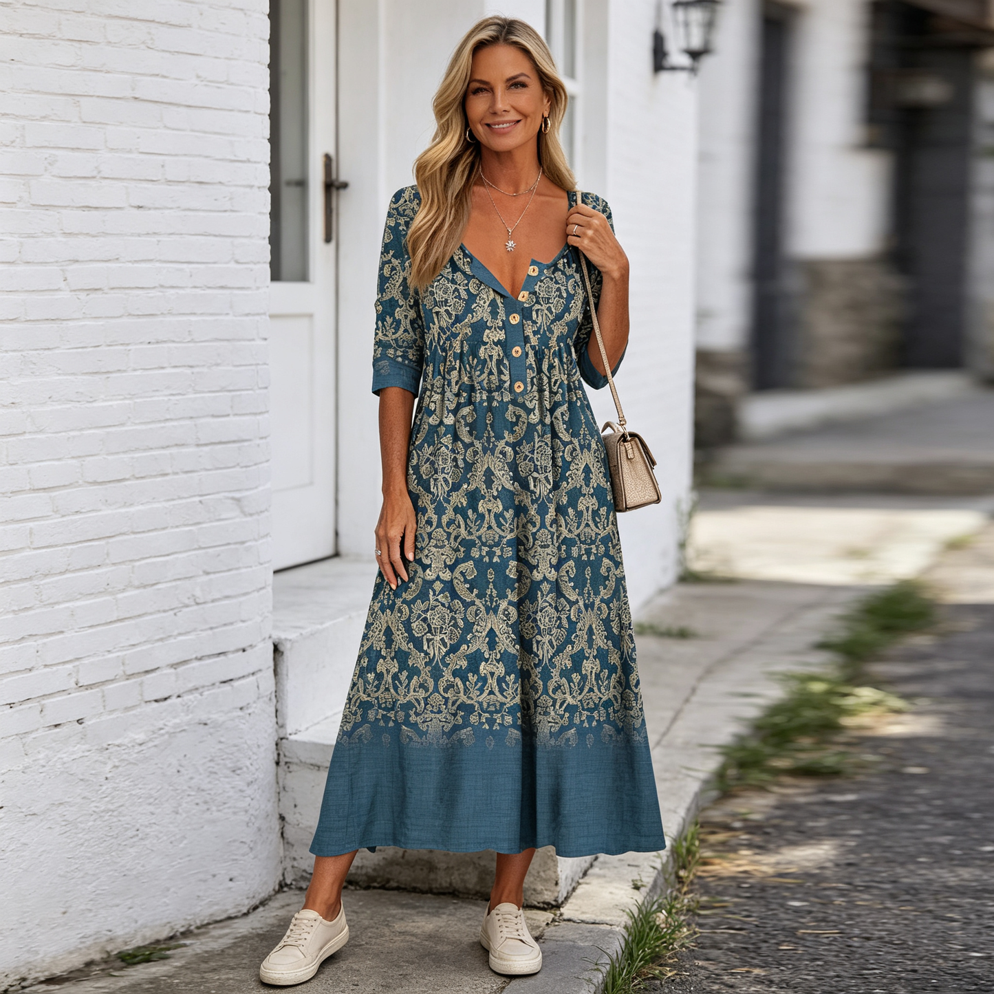 🎀【Oferta especial】【S-5XL】👗Elegante vestido midi: combina estilo y comodidad, adecuado para todas las ocasiones.