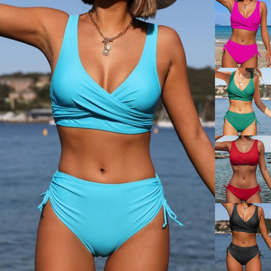 【50% popusta】🌴👙【S-3XL】Ljeto 2025., ženski jednostavni, jednobojni, udobni prozračni kupaći kostim za bikini koji se brzo suši.