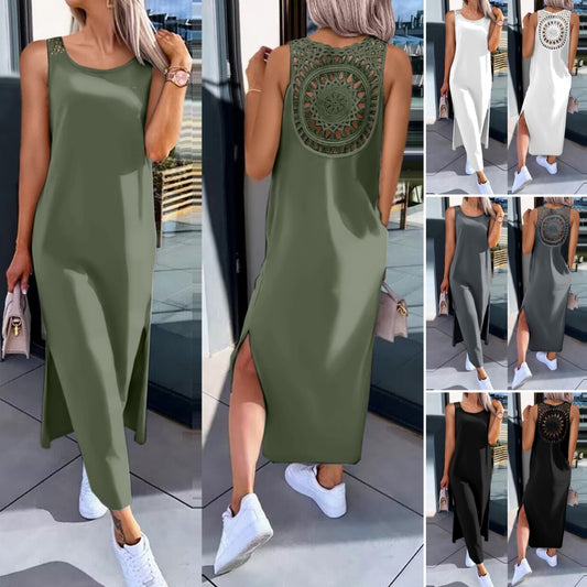 💟👗【S-XXL】Čipkana ljetna haljina bez rukava s prorezima sa strane