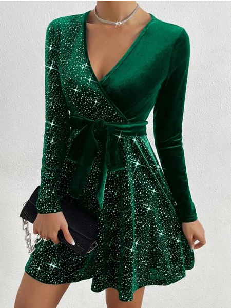 [S-3XL 🔥Gorąca wyprzedaż] Elegancka i modna sukienka z długim rękawem i nadrukiem, odpowiednia na kolacje i przyjęcia