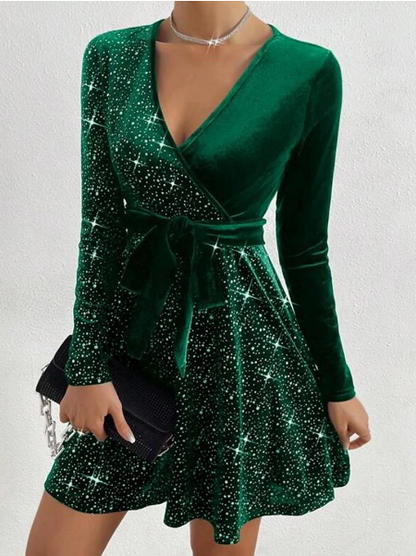 [S-3XL 🔥Gorąca wyprzedaż] Elegancka i modna sukienka z długim rękawem i nadrukiem, odpowiednia na kolacje i przyjęcia