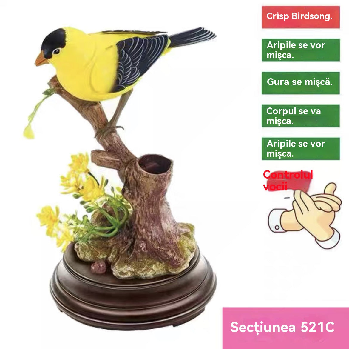 🦜🐦Symulacja sterowana głosem, kreatywne, urocze ozdoby ptaków sterowane głosem, dekoracyjne ozdoby na biurko