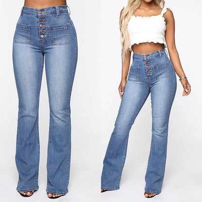 🤍【50% popusta】💙【S-4XL】👖 Ženske, elegantne traperice visokog struka, zvonastih rukava, elegantne i vitke, s oblinama koje će pokazati obline vašeg tijela