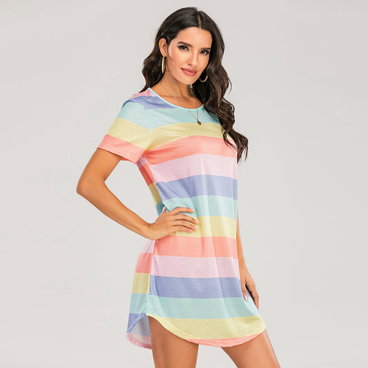 🌈【S-5XL】Miękka, przewiewna, swobodna sukienka w stylu domowym, spódnica piżamowa