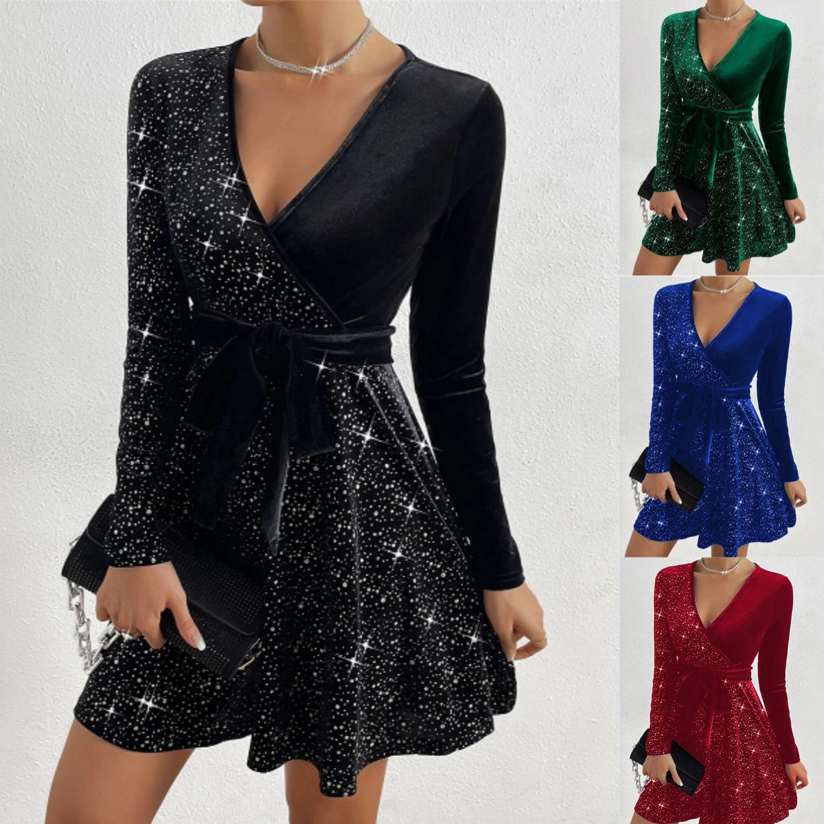 [S-3XL 🔥Gorąca wyprzedaż] Elegancka i modna sukienka z długim rękawem i nadrukiem, odpowiednia na kolacje i przyjęcia
