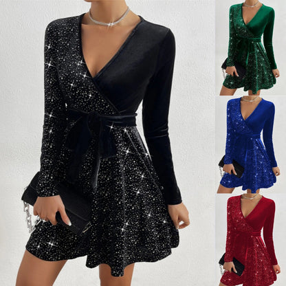 [S-3XL 🔥Gorąca wyprzedaż] Elegancka i modna sukienka z długim rękawem i nadrukiem, odpowiednia na kolacje i przyjęcia