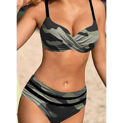 【S~5XL]👙👙2025. Novi kupaći kostimi veće veličine s podijeljenim printom
