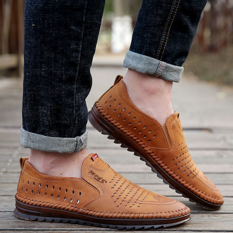 🔥【39-44】👞Ръчно изработени мъжки сандали от естествена кожа с издълбани крачоли💥