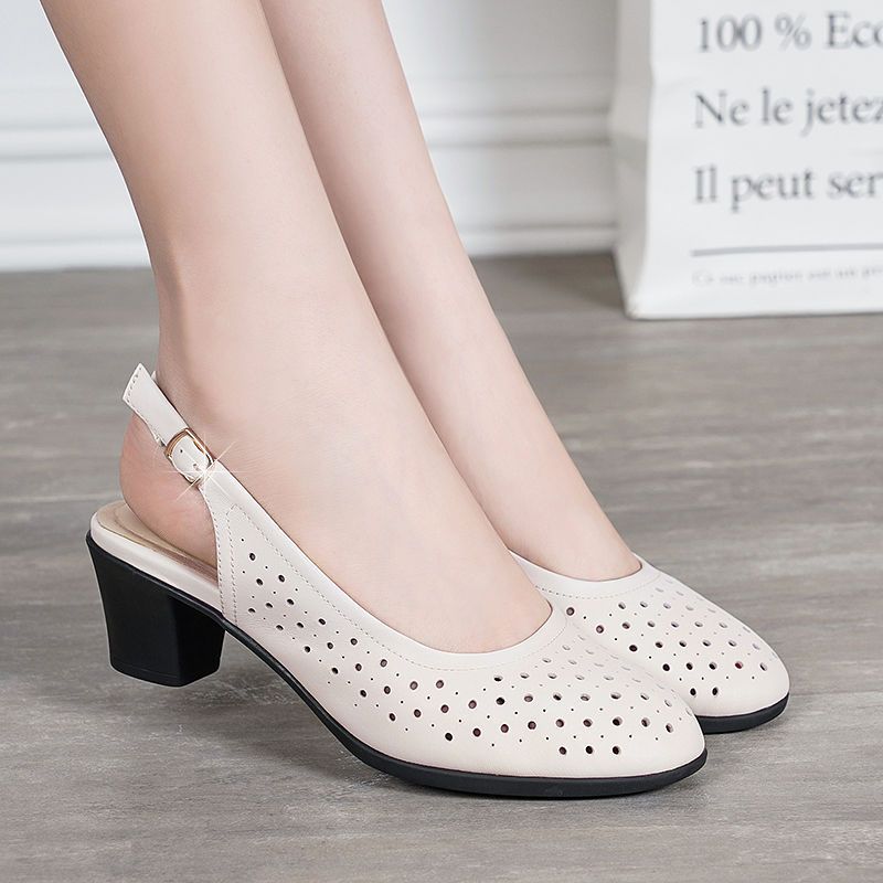 🔥【Caliente-venta en España】👡👡 [35-41] 2025 nuevas sandalias casuales de tacón grueso con suela suave de cuero suave con punta cerrada y malla transpirable