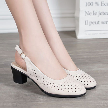 🔥【Caliente-venta en España】👡👡 [35-41] 2025 nuevas sandalias casuales de tacón grueso con suela suave de cuero suave con punta cerrada y malla transpirable