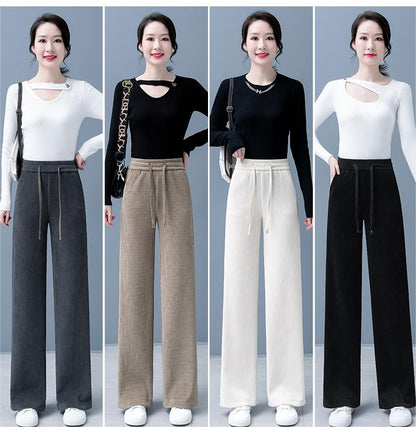 Nuevos pantalones casuales de terciopelo para otoño e invierno 2025, de pierna ancha, muy cómodos de llevar.