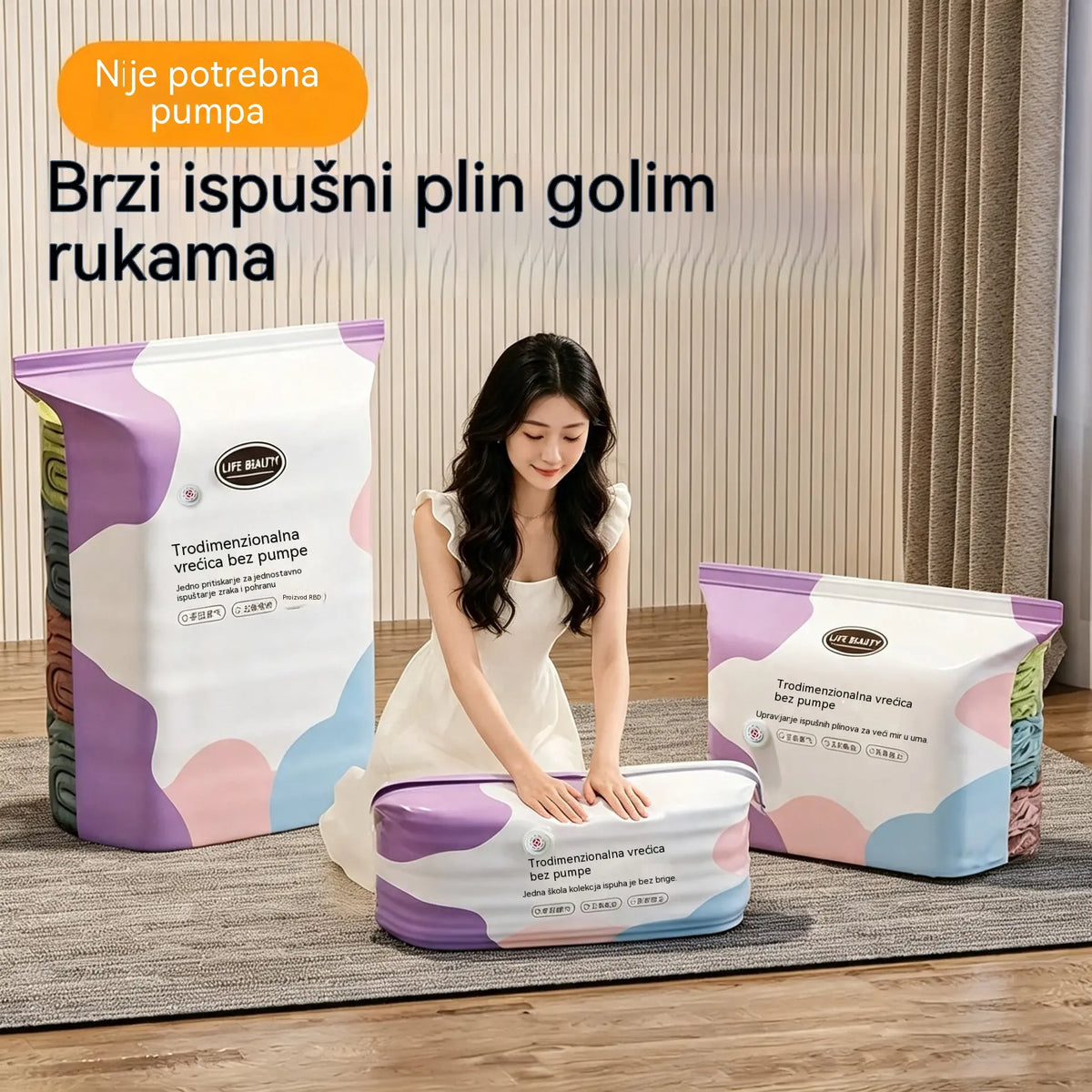 🧳 5 komada za samo 26 € 💨 Velike, fleksibilne vakuumske vrećice za pohranu: Nije potrebna zračna pumpa, nepropusne su, idealne za uštedu prostora u koferu i kod kuće ✈️