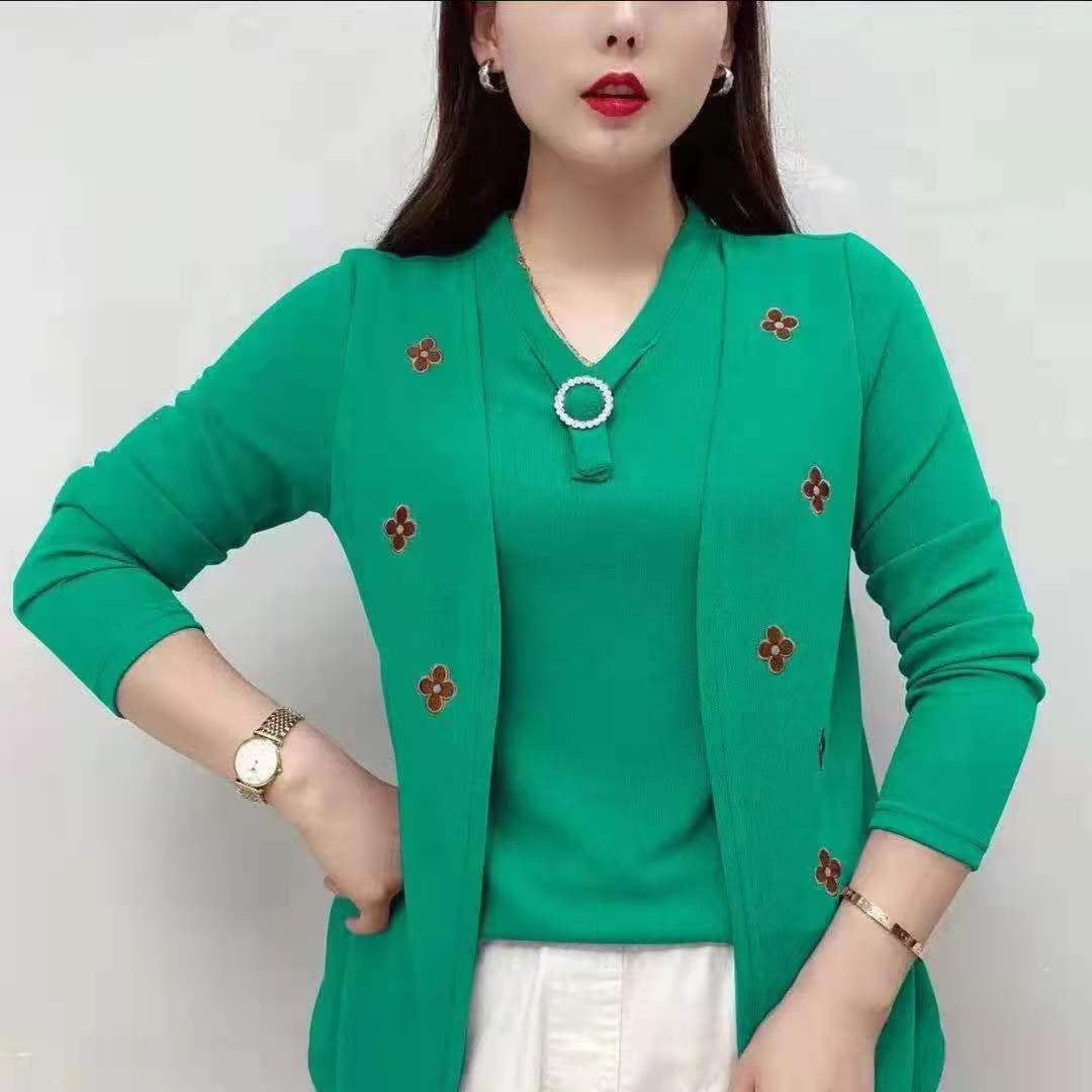 🎁💕【M-5XL】Luźna damska koszula, imitacja dwuczęściowego kompletu, elegancki i swobodny styl na lato.