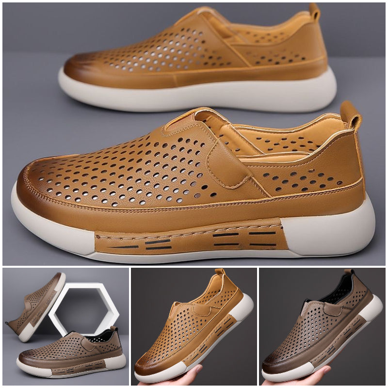 🔥【Zniżka ograniczona czasowo】【39-44】🔥Nowe letnie męskie buty skórzane z miękką podeszwą, wygodne, oddychające, miękkie i odporne na zużycie