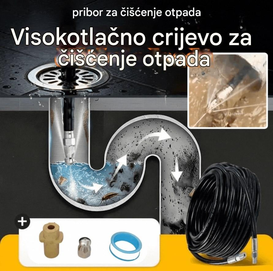 💦 SADA 50% POPUSTA! 🚿 Komplet za čišćenje odvoda 5800PSI - mlaznica i crijevo visokog tlaka za začepljene odvode/cijevi, kompatibilno s većinom perača pod tlakom 🔧📦
