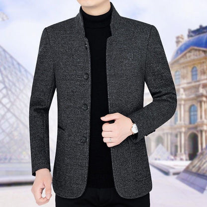 ⛄️🤗【M–4XL】🔥 Nová bunda s golierom – hrubý pánsky vlnený sveter s velúrovou podšívkou – jeseň/zima
