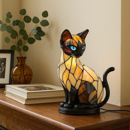 🐱Stolna lampa u obliku mačke, retro noćna lampa izrađena od obojene smole, s motivom mačke