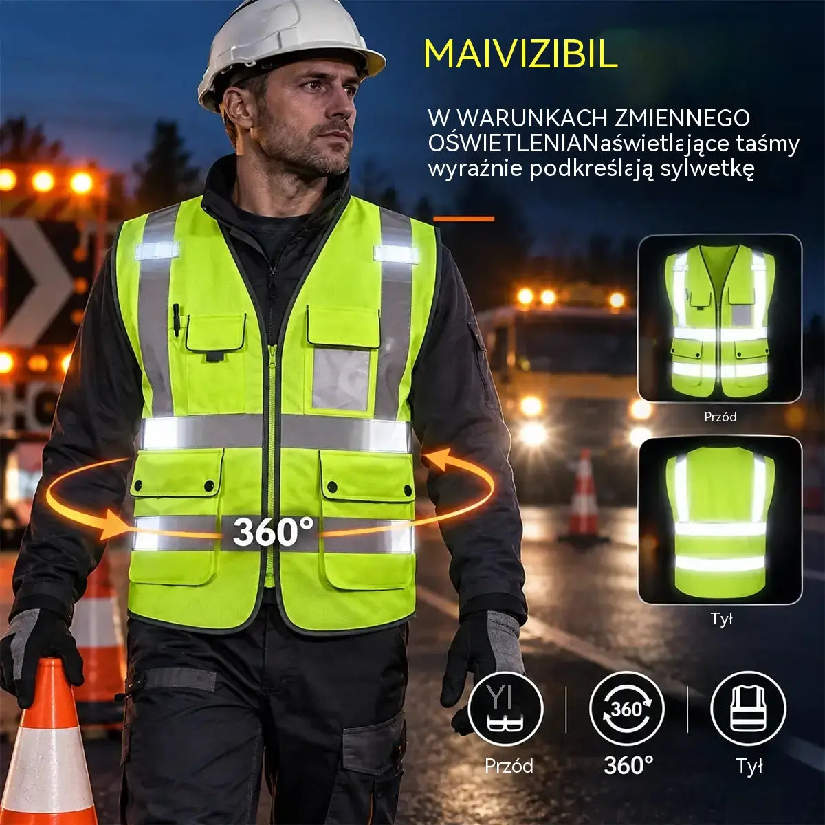 🦺 Wielokieszeniowa kamizelka ostrzegawcza – maksymalna widoczność w zakresie 360° i funkcjonalność w każdym środowisku pracy!