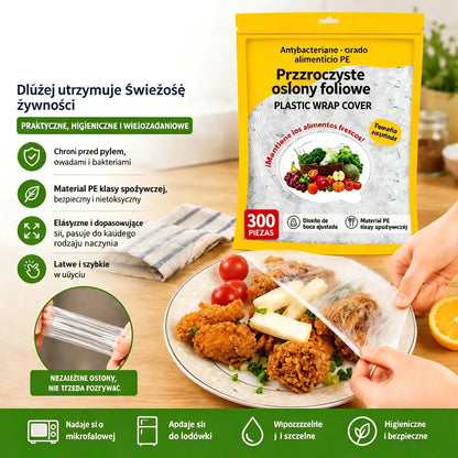 【300 arkuszy w opakowaniu】🛡️ Antybakteryjna folia spożywcza – idealna do ochrony żywności, kuchni i lodówki🧴