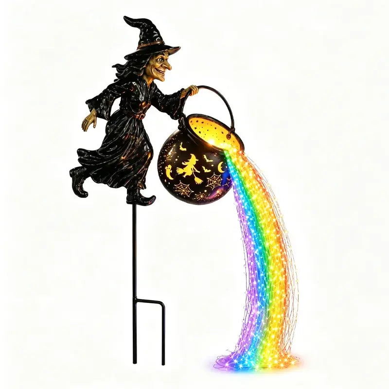 🧙‍♀️🎃 Lámpara de Jardín Caldero de Bruja con Luz LED – Impresionantes decoraciones para exteriores 🔮✨