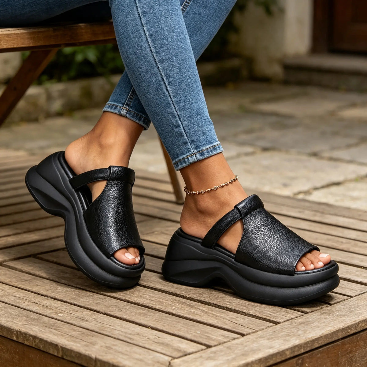 🔥【Compra 1, llévate 1 gratis】🔥【35-40】👡Nuevas sandalias de mujer con suela gruesa y diseño de "boca de pez", que aumentan la altura (altura del tacón: 6 cm)