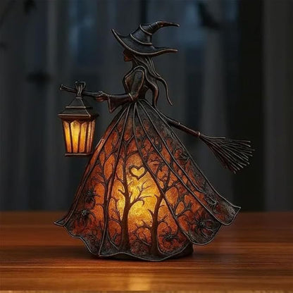 🔥🧙‍‍♀️Lámpara de bruja de Halloween, figura decorativa de lámpara de mesa única, luz de noche, adecuada para el hogar, porche, oficina, decoración de fiesta, se puede usar como Halloween y regalo.