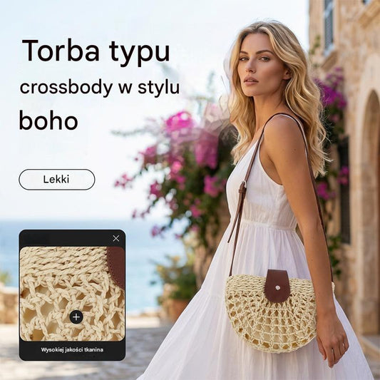 👜 OGRANICZONA CZASOWO ZNIŻKA 50%! ✨ Pleciona torba na ramię – styl boho, tkana ręcznie, regulowana, lekka ✨